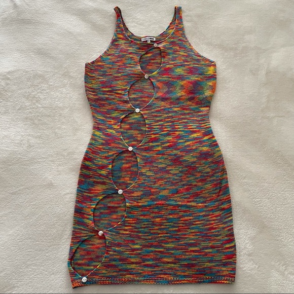 Multicolour Cutout Mini Dress Size Large NWT - Picture 1 of 4